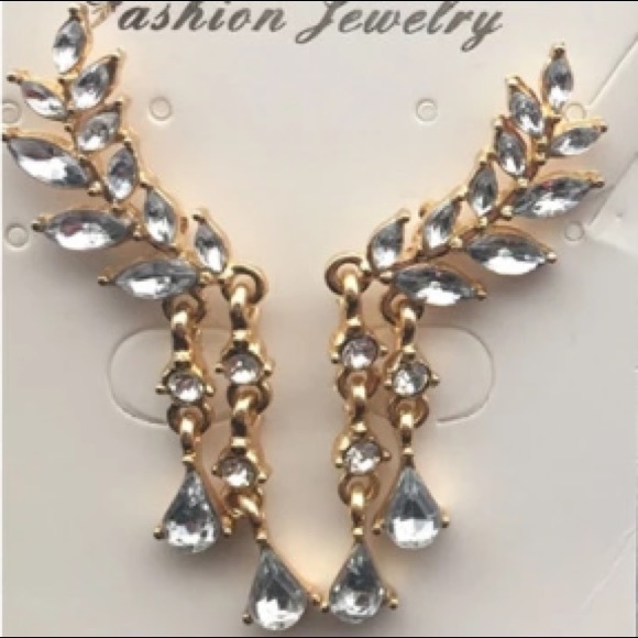 NEW!💙💎DAZZLING💛GOLDEN💛CZ TEARDROP CLIMBERS💎💙 - Picture 4 of 15